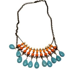 Premier Designs SUNSET  Bib NECKLACE Turquoise Coral Statement Piece
